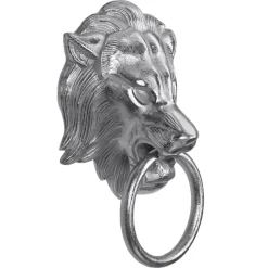 Handtuchhalter mit Löwenkopf Motiv Silber 10x31 cm aus Aluminium vernickelt WOMO-Design-ECD Germany Clearance