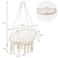 Hängesessel mit Sitzkissen Beige aus Baumwolle ML-Design-ECD Germany