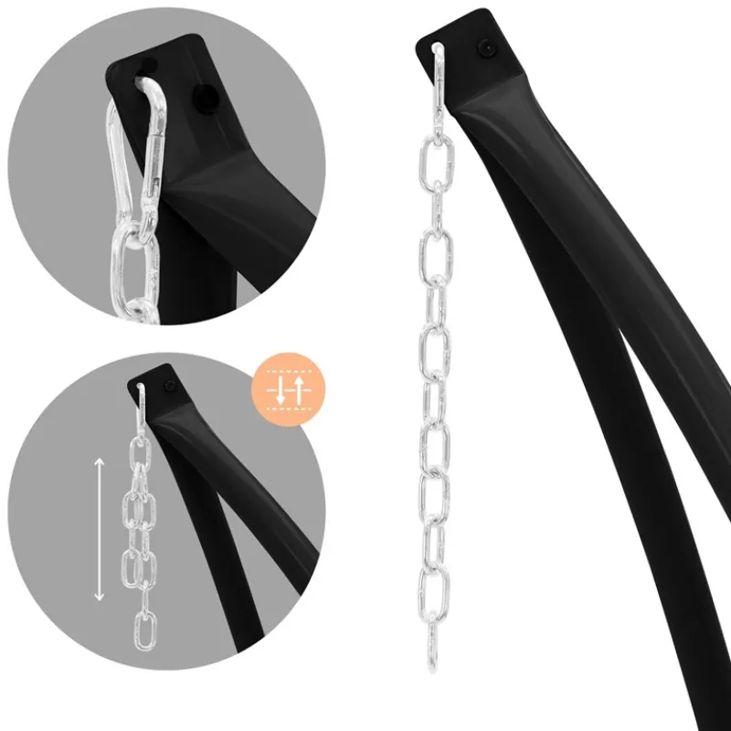 Hängesesselgestell 208 cm Schwarz aus Metall-ECD Germany Best