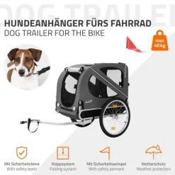 Hundeanhänger Fahrradanhänger Hunde bis 40 kg Grau HAUKI-ECD Germany Sale
