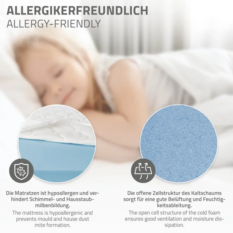 Kinderbett Hausbett 90x200 cm Hellgrau aus Kiefernholz inkl. Matratze H-16cm Holzbett mit Dach und Lattenrost ML-Design-ECD Germany Online