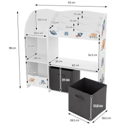 Kinderregal Weltraum-Motiv mit 8 Ablagefächern und 2 abnehmbaren Stoffboxen Weiß aus Holz Joyz-ECD Germany Sale