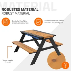Kindersitzgarnitur Kindersitzgruppe Naturbraun, Schwarz, Tanne, massiv, 35 x 7 x 25,5 cm ML-Design-ECD Germany Hot