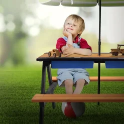 Kindersitzgarnitur Kindersitzgruppe Naturbraun, Schwarz, Tanne, massiv, 35 x 7 x 25,5 cm ML-Design-ECD Germany Hot