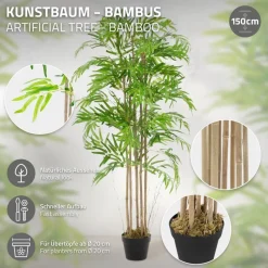 Künstlicher Bambus 150 cm Kunstpflanze mit Echtholzstamm ML-Design-ECD Germany Online