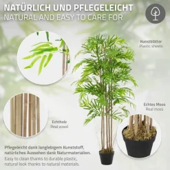 Künstlicher Bambus 150 cm Kunstpflanze mit Echtholzstamm ML-Design-ECD Germany Online