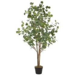 Künstlicher Eukalyptusbaum 150 cm Kunstpflanze mit Naturholzstamm ML-Design-ECD Germany Hot