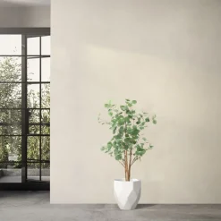 Künstlicher Eukalyptusbaum 120 cm Kunstpflanze mit Naturholzstamm ML-Design-ECD Germany Sale
