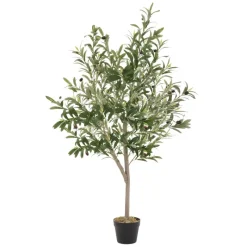Künstlicher Olivenbaum 150 cm Kunstpflanze mit Naturholzstamm und Früchten ML-Design-ECD Germany Hot