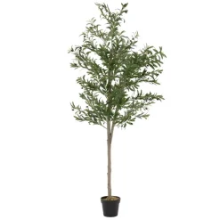 Künstlicher Olivenbaum 210 cm Kunstpflanze mit Naturholzstamm und Früchten ML-Design-ECD Germany Clearance