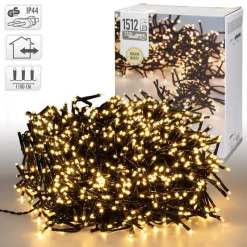 LED Büschel Lichterkette 11 m mit 1512 LEDs Warmweiß IP44-ECD Germany Hot