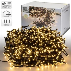 LED Cluster Lichterkette 22 m mit 3000 LEDs Warmweiß IP44-ECD Germany Sale