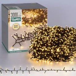 LED Cluster Lichterkette 39m, 3000 LEDs Warmweiß, mit Timer und 8 Leuchtmodi, IP44 Innen/Außen-ECD Germany New
