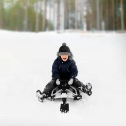 Lenkschlitten für Kinder Weiß ab 5 Jahre bis 90kg Sitz mit Rückenlehne-ECD Germany Best