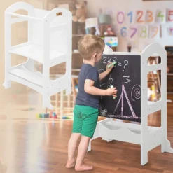 Lernturm 2in1 für Kinder ab 1 Jahr Weiß aus Holz inkl. Tafel von Joyz-ECD Germany Hot