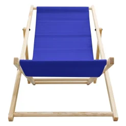 Liegestuhl klappbar Dunkelblau Holz verstellbare Rückenlehne bis 120 kg Sonnenliege Gartenliege Strandliege-ECD Germany Online
