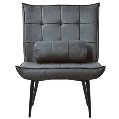 Lounge Chair aus Kunstleder Anthrazit Polstersessel mit Lendenkissen Relaxsessel ML-Design-ECD Germany Sale