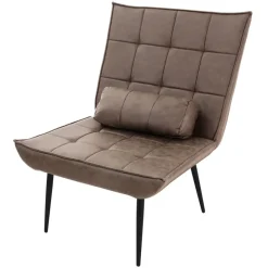 Lounge Chair aus Kunstleder Braun Polstersessel mit Lendenkissen Relaxsessel ML-Design-ECD Germany Discount