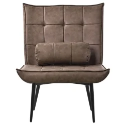 Lounge Chair aus Kunstleder Braun Polstersessel mit Lendenkissen Relaxsessel ML-Design-ECD Germany Discount