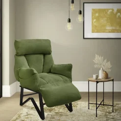 Loungesessel mit Armlehnen Grün Relaxsessel mit Leinenbezug ML-Design-ECD Germany Online