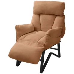 Loungesessel mit Armlehnen Braun Relaxsessel mit Leinenbezug ML-Design-ECD Germany New