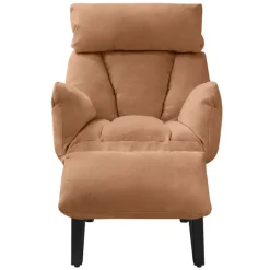 Loungesessel mit Armlehnen Braun Relaxsessel mit Leinenbezug ML-Design-ECD Germany New