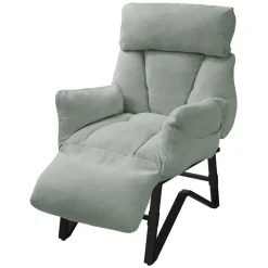 Loungesessel mit Armlehnen Grau/Grün Relaxsessel mit Leinenbezug ML-Design-ECD Germany New