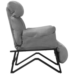 Loungesessel mit Armlehnen Grau Relaxsessel mit Leinenbezug ML-Design-ECD Germany Clearance