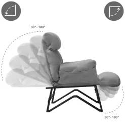Loungesessel mit Armlehnen Grau Relaxsessel mit Leinenbezug ML-Design-ECD Germany Clearance