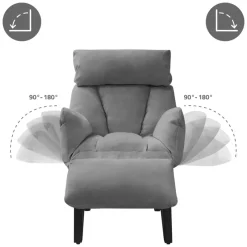 Loungesessel mit Armlehnen Grau Relaxsessel mit Leinenbezug ML-Design-ECD Germany Clearance