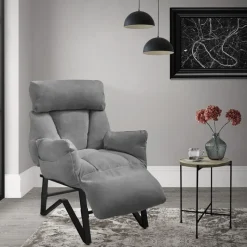 Loungesessel mit Armlehnen Grau Relaxsessel mit Leinenbezug ML-Design-ECD Germany Clearance