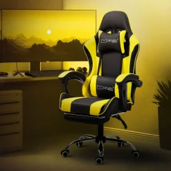 Massage Gaming Stuhl Schwarz/Gelb aus PU-Leder ML-Design-ECD Germany Sale