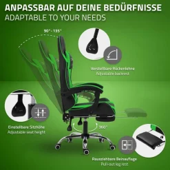 Massage Gaming Stuhl Schwarz/Grün aus PU-Leder ML-Design-ECD Germany