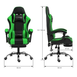 Massage Gaming Stuhl Schwarz/Grün aus PU-Leder ML-Design-ECD Germany