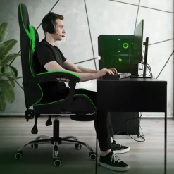 Massage Gaming Stuhl Schwarz/Grün aus PU-Leder ML-Design-ECD Germany