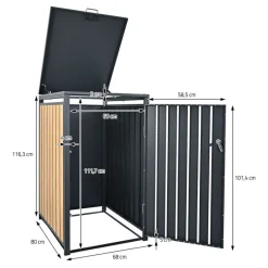 Mülltonnenbox 1er bis 240L 68x80x116,3 cm aus Stahl in Lärchenoptik ML-Design-ECD Germany Clearance