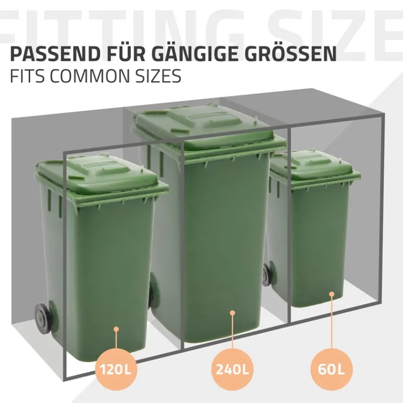 Mülltonnenbox mit Pflanzdach 2er bis 240 Liter 132x80x124 cm aus Stahl in Anthrazit-Holzoptik ML-Design-ECD Germany Discount