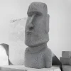 Osterinsel Kopf Figur 37x26x78 cm Grau aus Steinguss Kunstharz-ECD Germany Discount