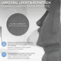 Osterinsel Kopf Figur 37x26x78 cm Grau aus Steinguss Kunstharz-ECD Germany Discount