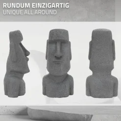 Osterinsel Kopf Figur 37x26x78 cm Grau aus Steinguss Kunstharz-ECD Germany Discount