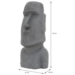 Osterinsel Kopf Figur 37x26x78 cm Grau aus Steinguss Kunstharz-ECD Germany Discount