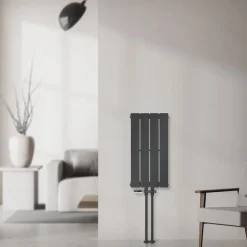 Paneelheizkörper Einlagig 600x300 mm Anthrazit mit Boden Anschlussgarnitur ML-Design-ECD Germany Hot