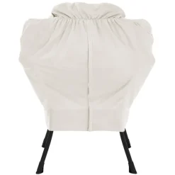 Relaxsessel Creme mit Armlehnen und dickem Kopfkissen und Metallgestell Loungesessel bis 120 kg ML-Design-ECD Germany Outlet