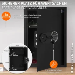 Safe Tresor 43L aus Stahl mit Elektronikschloss, Notschlüsseln und feuerfester Tasche-ECD Germany Outlet