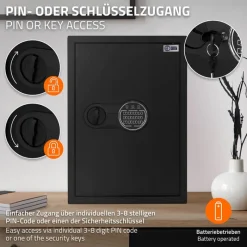 Safe Tresor 43L aus Stahl mit Elektronikschloss, Notschlüsseln und feuerfester Tasche-ECD Germany Outlet