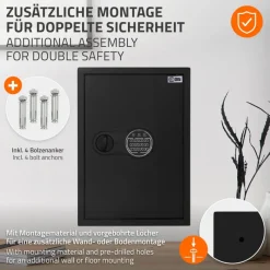 Safe Tresor 43L aus Stahl mit Elektronikschloss, Notschlüsseln und feuerfester Tasche-ECD Germany Outlet