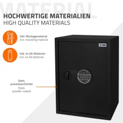 Safe Tresor 43L aus Stahl mit Elektronikschloss, Notschlüsseln und feuerfester Tasche-ECD Germany Outlet