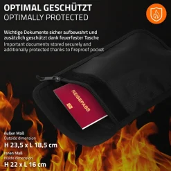 Safe Tresor 16L aus Stahl mit Elektronikschloss, Notschlüsseln und feuerfester Tasche-ECD Germany