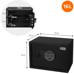 Safe Tresor 16L aus Stahl mit Elektronikschloss, Notschlüsseln und feuerfester Tasche-ECD Germany