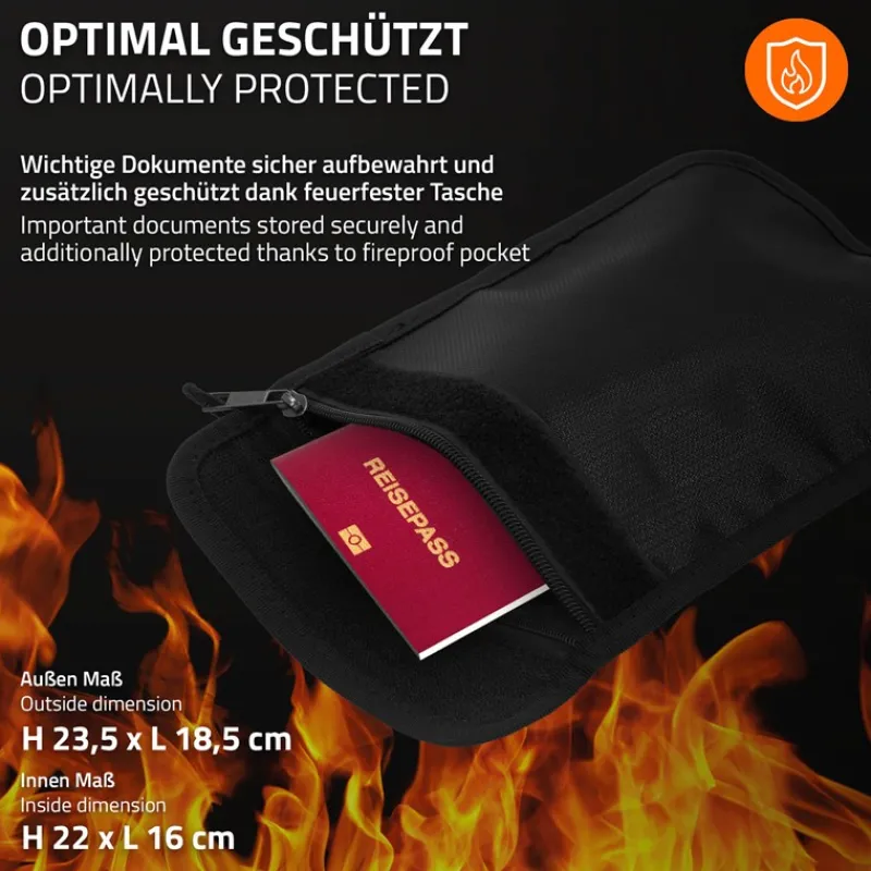 Safe Tresor 27L aus Stahl mit Elektronikschloss, Notschlüsseln und feuerfester Tasche-ECD Germany New